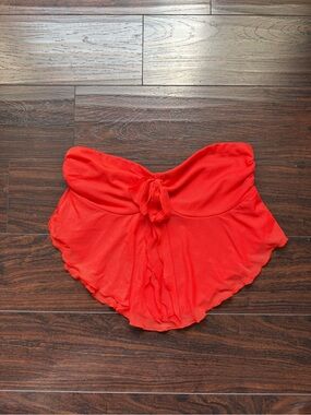 Red Strapless Crop Top with Front Tie